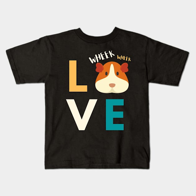 Love Guinea Pig Kids T-Shirt by Sam D